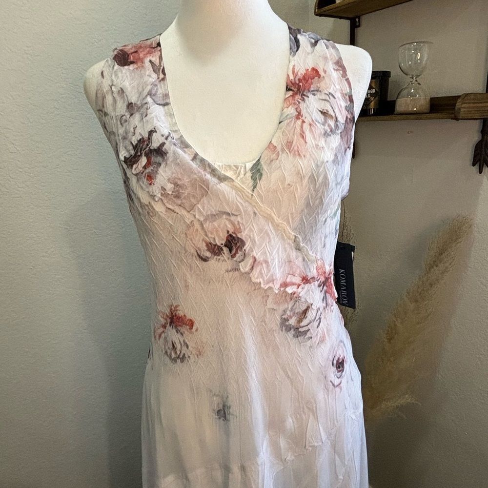 NWT- Komarov Ruffle Tiered Chiffon & Charmeuse Maxi Dress - Picture 6 of 8